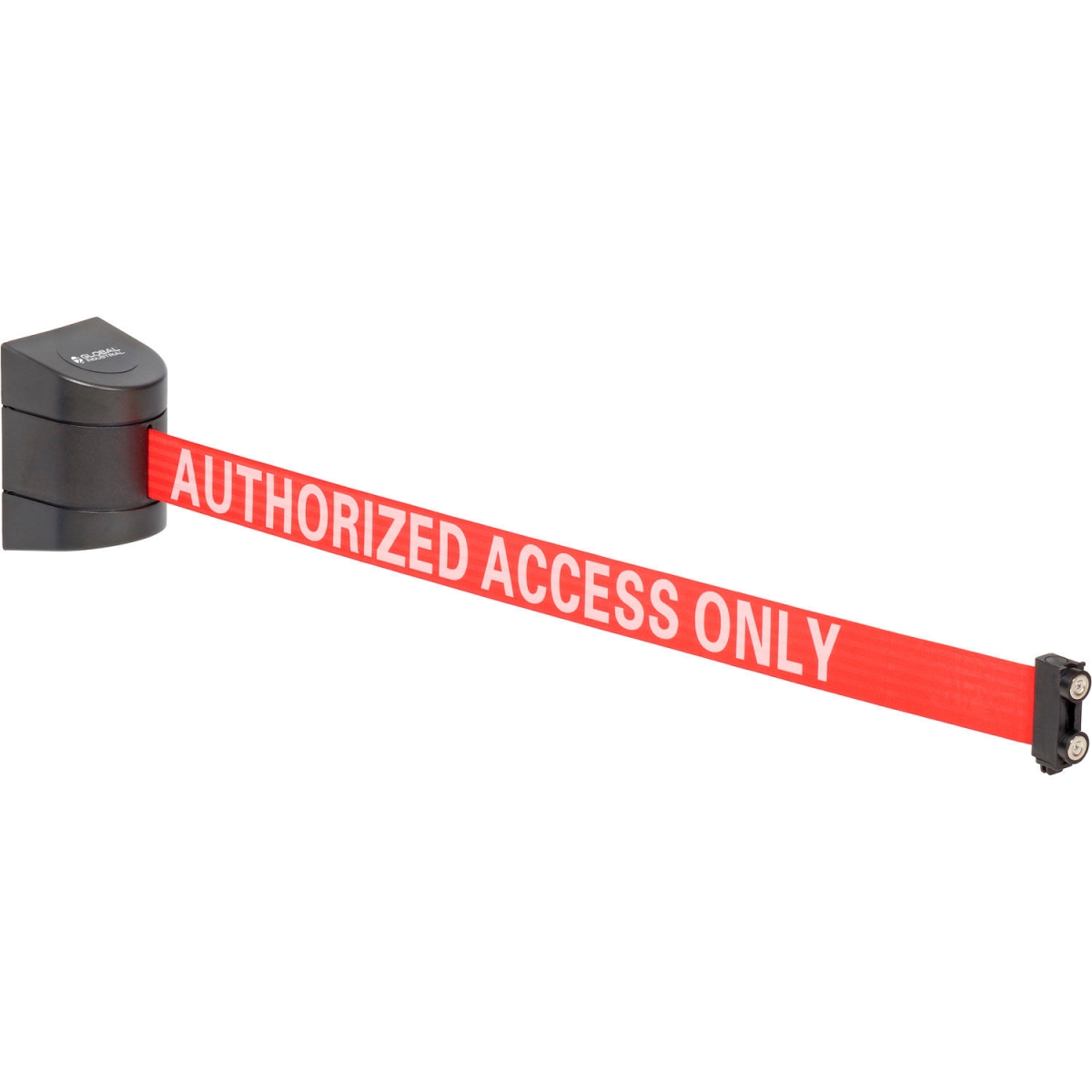 Global Industrial 708418RWA Magnetic Retractable Belt Barrier - Black Case with 15 ft. Red Authorized Belt