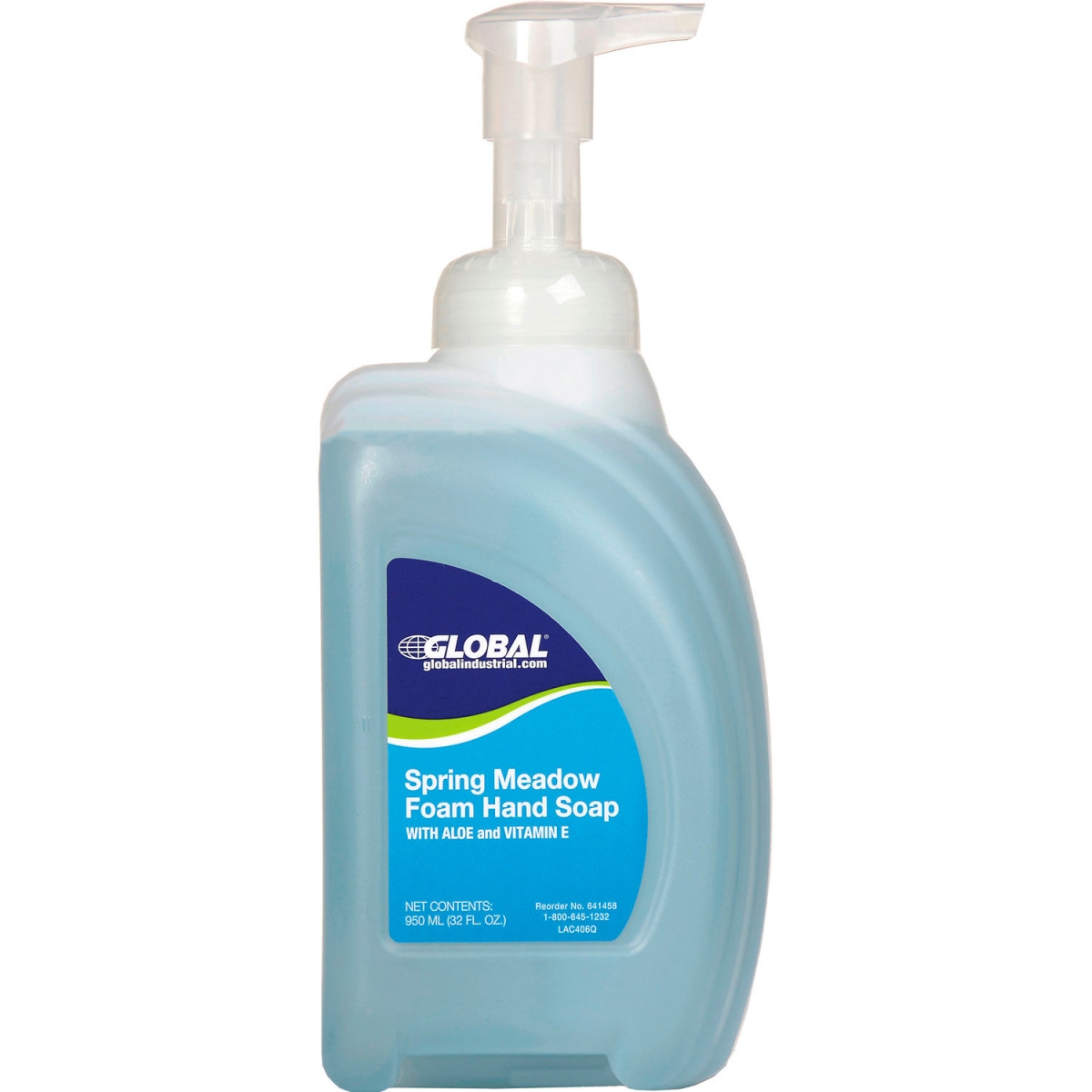 Picture of Global Industrial 641458 Spring Meadow Foam Hand Soap Pump Bottle - Floral Scent - Blue - 32 oz - 8 Per Case