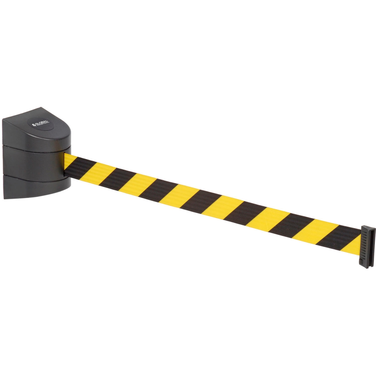 Global Industrial 708412YB Wall Mount Retractable Belt Barrier - Case with 30 ft. Black & Yellow