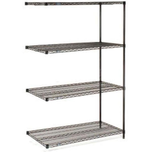 Global Industrial A18546B Nexel 4 Shelf Black Epoxy Wire Shelving Unit Add On, Black - 54 x 18 x 63 in.