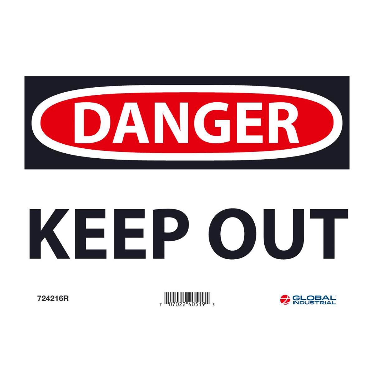 Global Industrial B2332407 Danger Keep Out Rigid Plastic Sign - 7 x 10 in.