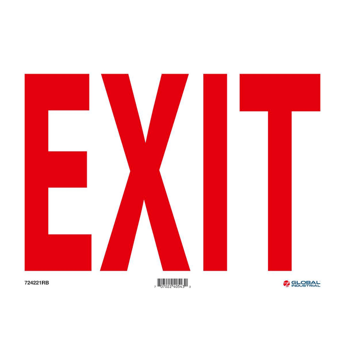Global Industrial B2332431 Rigid Plastic Exit Sign - 14 x 10 in.