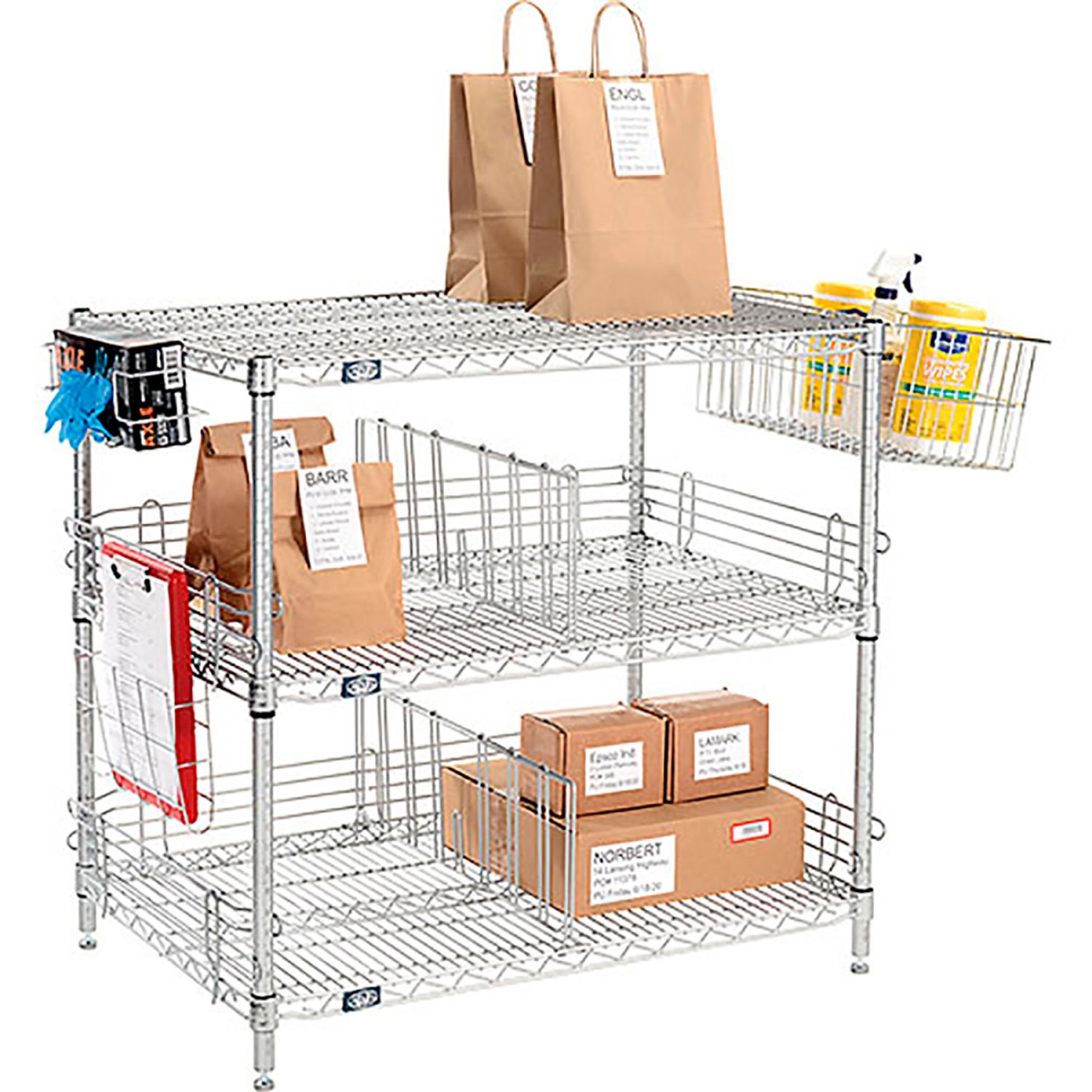 Global Industrial TG18303EP Nexelate Epoxy to Go Rack 3 Wire Shelves Dividers & Ledges - 30 x 18 x 34 in. - Silver