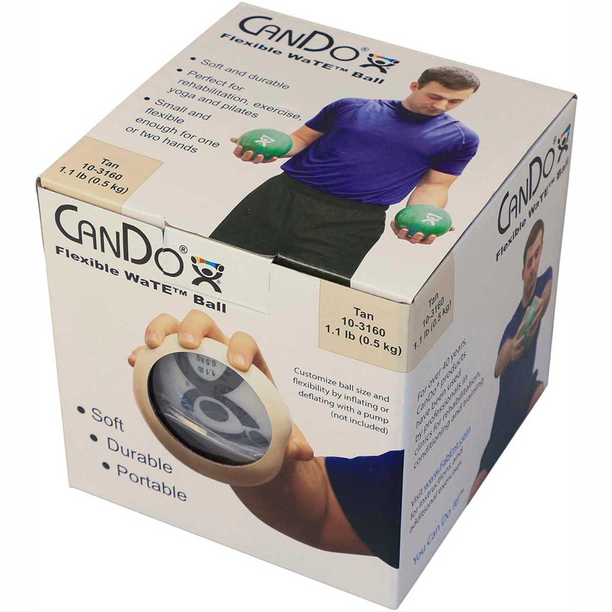 B2192641 CanDo Wate Hand-Held Weighted Ball - Tan - 1.1 lbs