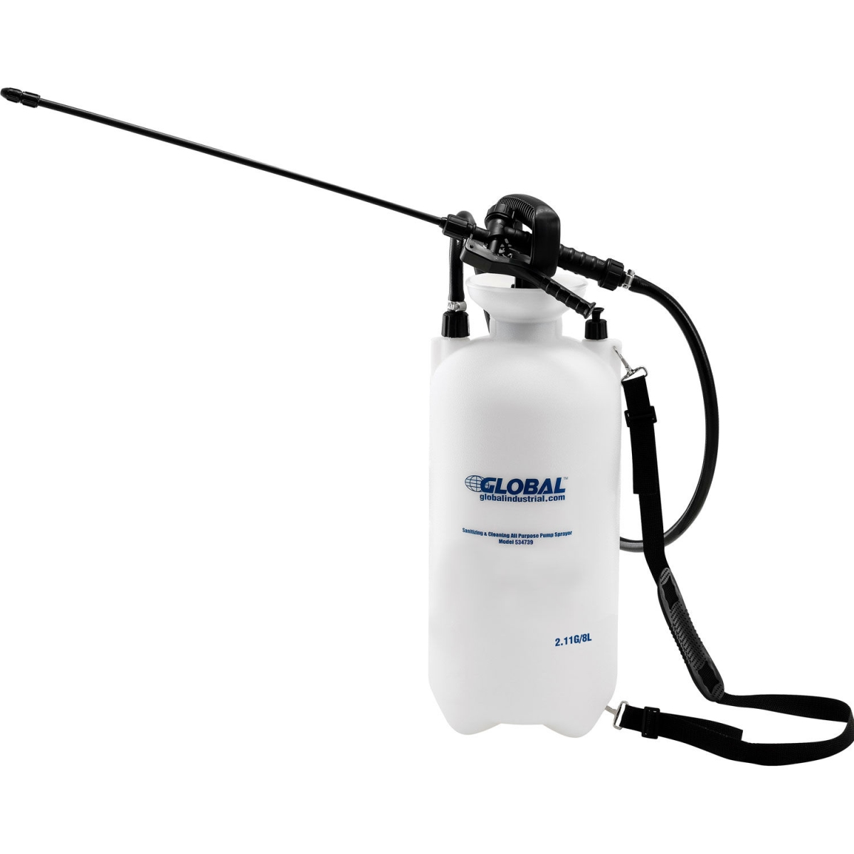 Global Industrial 534739 8 Liter Capacity Landscaping - Sanitizing & All Purpose Pump Sprayer - Translucent White
