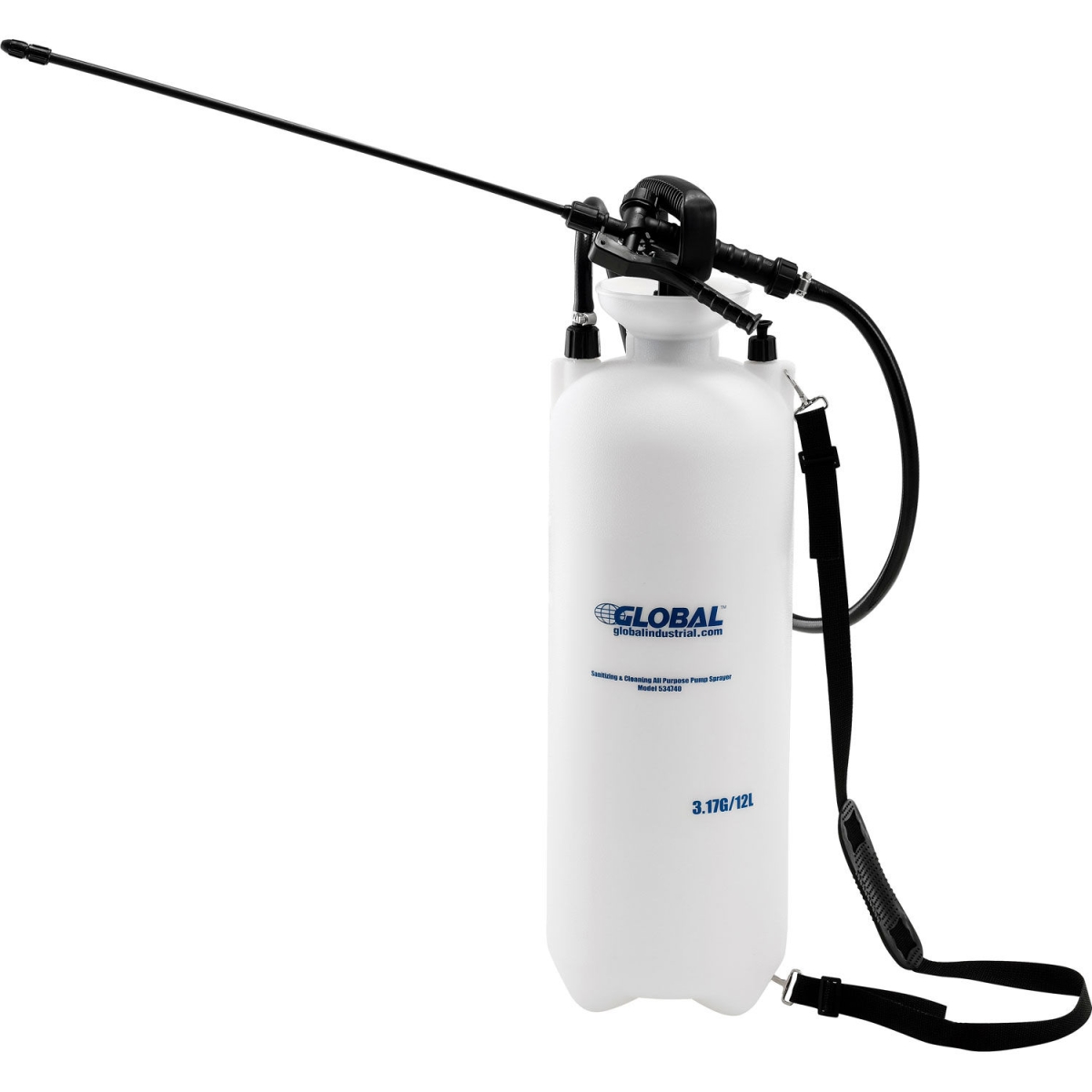 Global Industrial 534740 12 Liter Capacity Landscaping - Sanitizing & All Purpose Pump Sprayer - Translucent White