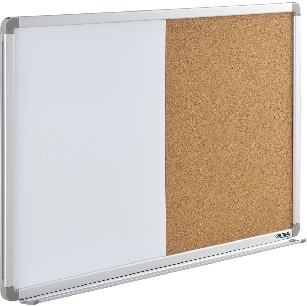 Global Industrial 695635 36 x 24 in. Combination Board - Whiteboard & Cork - Silver