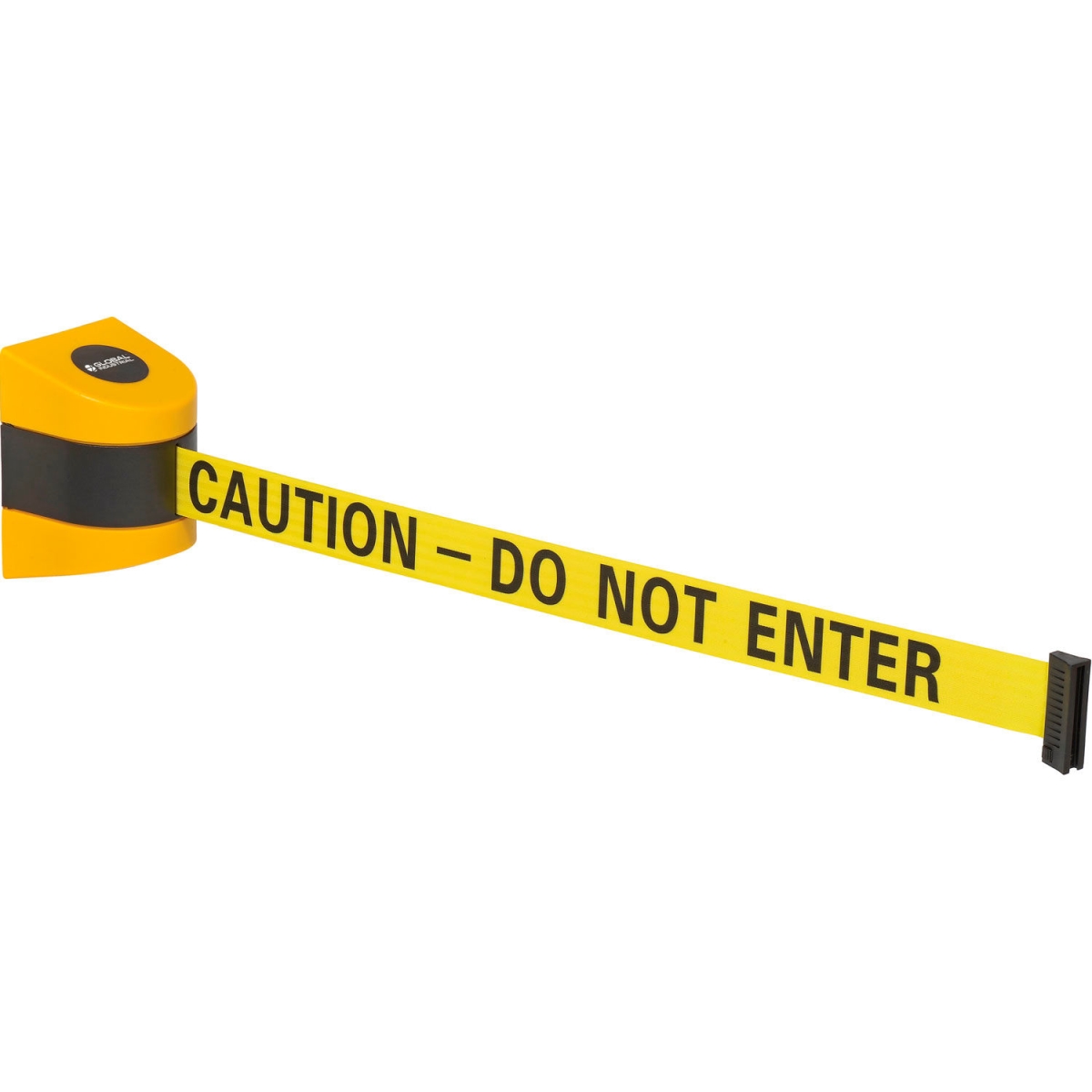 Global Industrial 708412YBC Wall Mount Retractable Belt Barrier - Yellow Case with 30 ft. Caution Belt