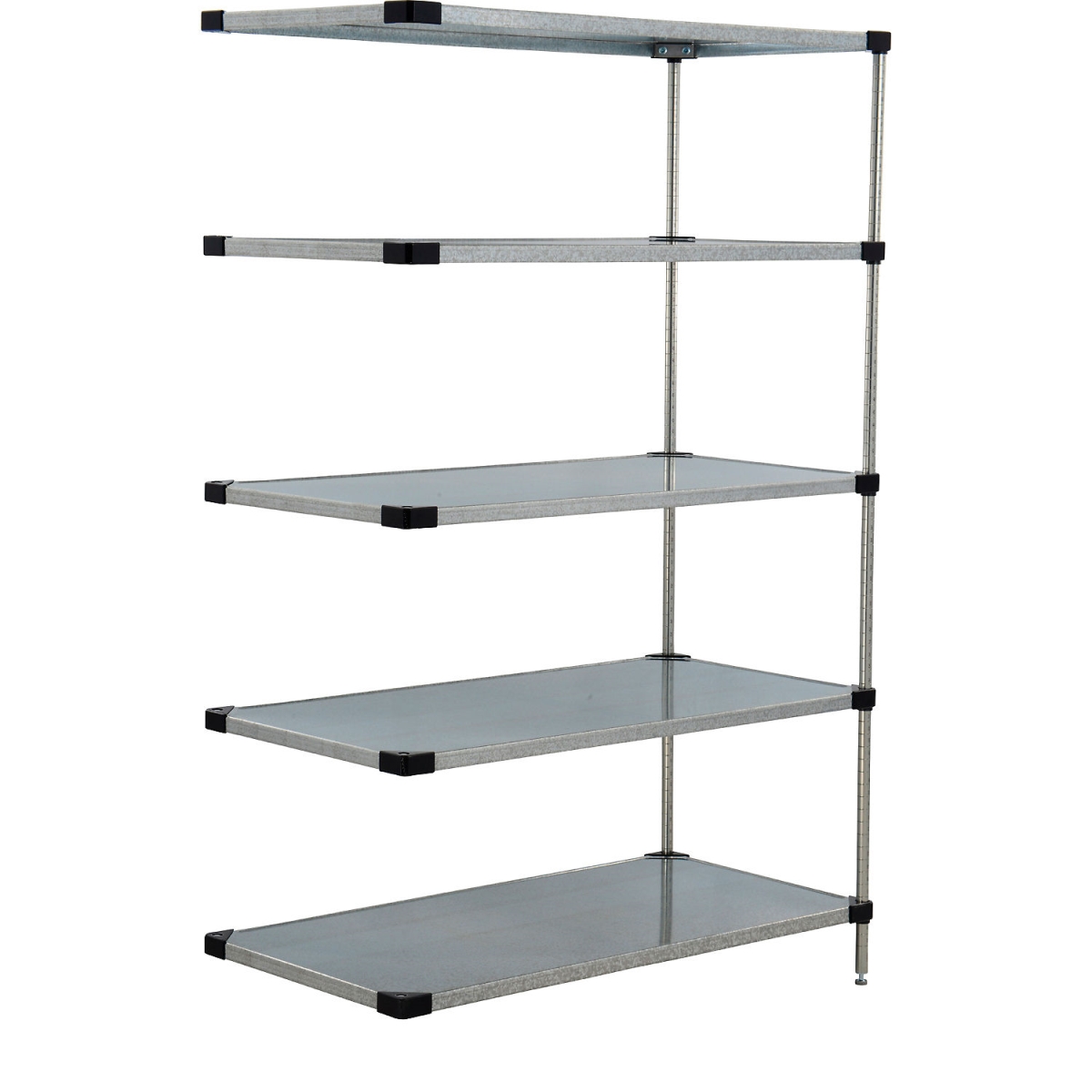 Global Industrial A18727SZ5 Nexel 5 Shelf Galvanized Steel Solid Shelving Unit Add On, Gray - 72 x 18 x 74 in.