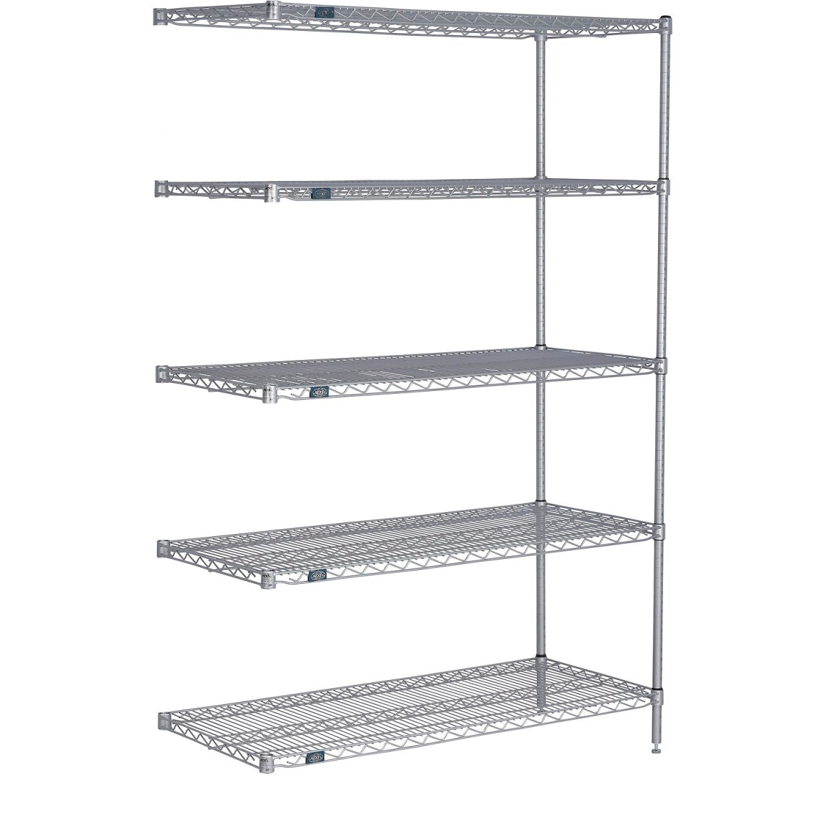 Nexel 5-Shelf Silver Epoxy Wire Shelving Unit Add-On - Silver - 30 x 24 x 86 in. - NSF Approved