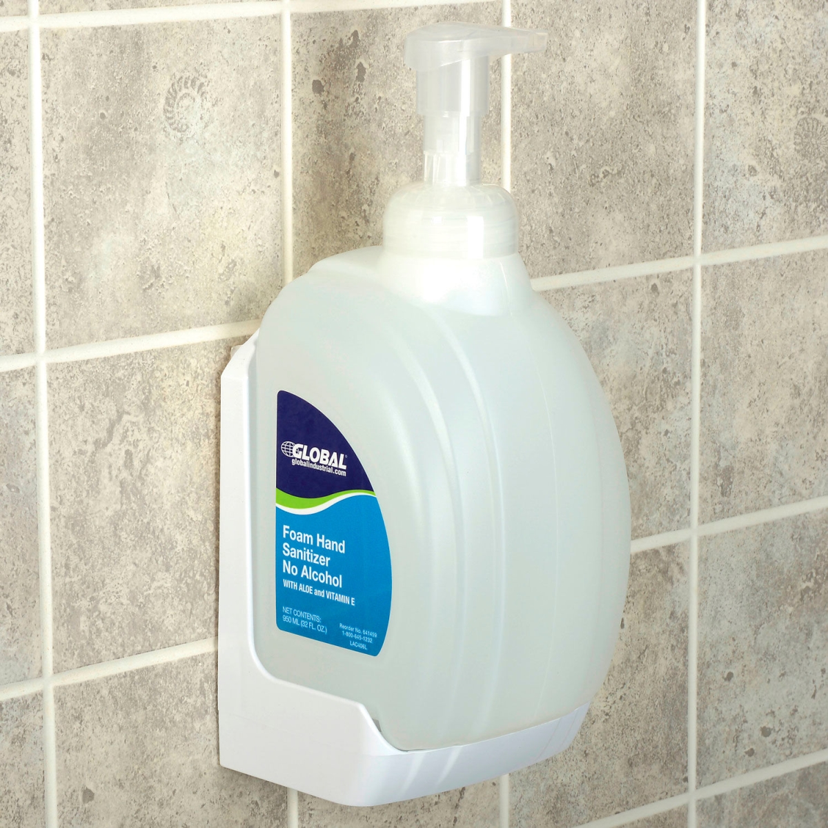Picture of Global Industrial 641461WH Wall Mount Bracket for 32 oz Hand Soap & Sanitizer - White