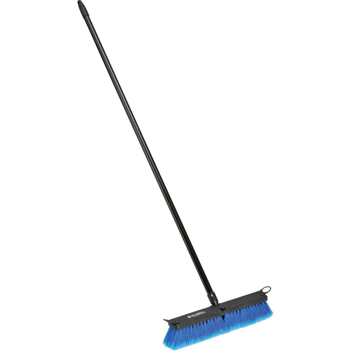 Global Industrial 641534 18 in. Push Broom with Plastic Block & Steel Handle - Multi-Surface Sweep