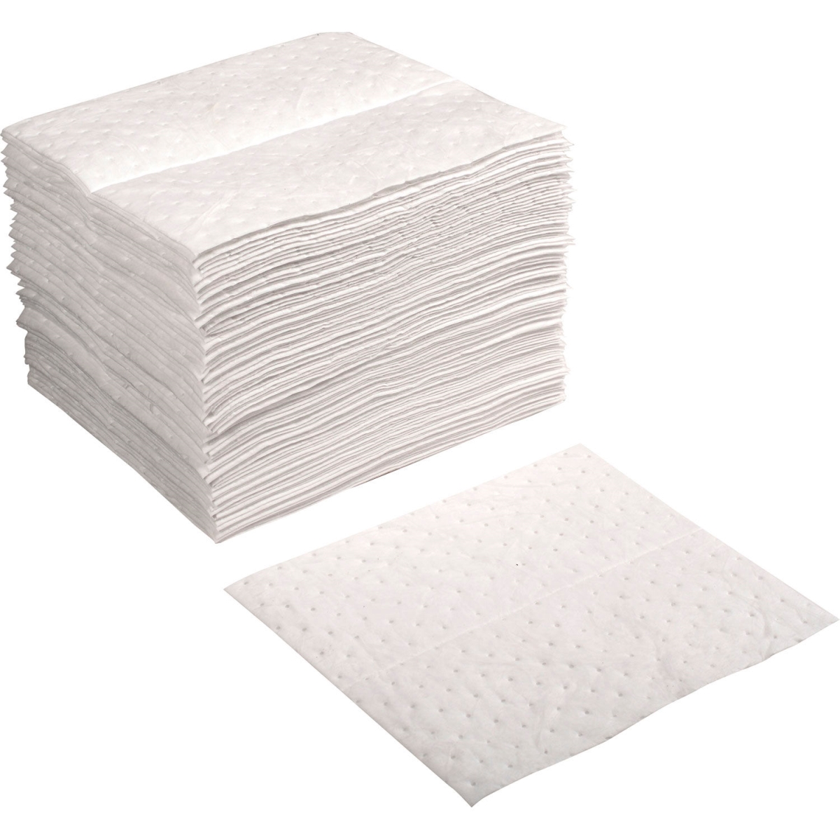 Global Industrial B2305920 Hydrocarbon Based Oil Sorbent Pad - Medium - 15 x 18 in. - White - Pack of 100
