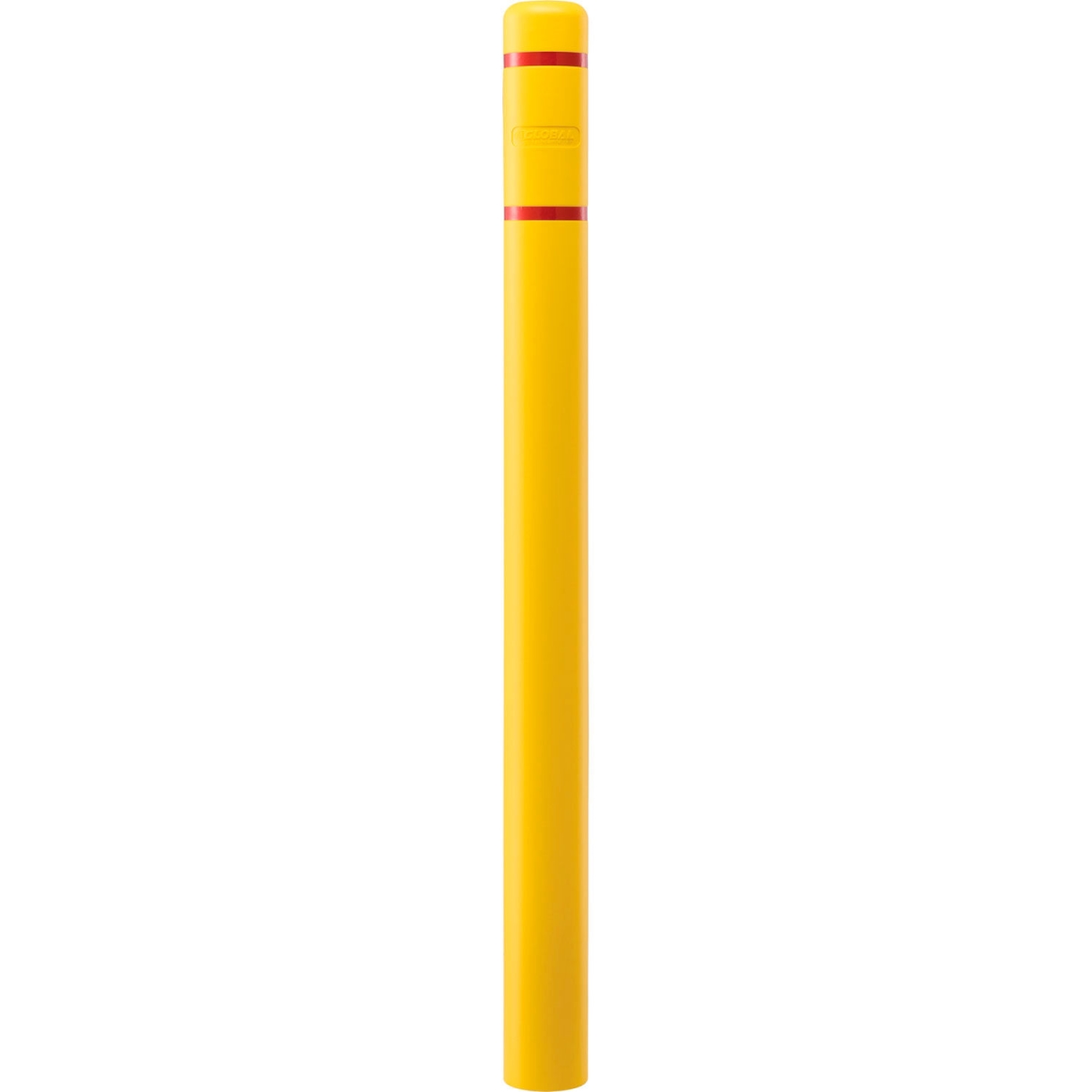 Global Industrial 708407YR Bollard Post Sleeve - 4 x 64 in. - Yellow with Red Tape - HDPE