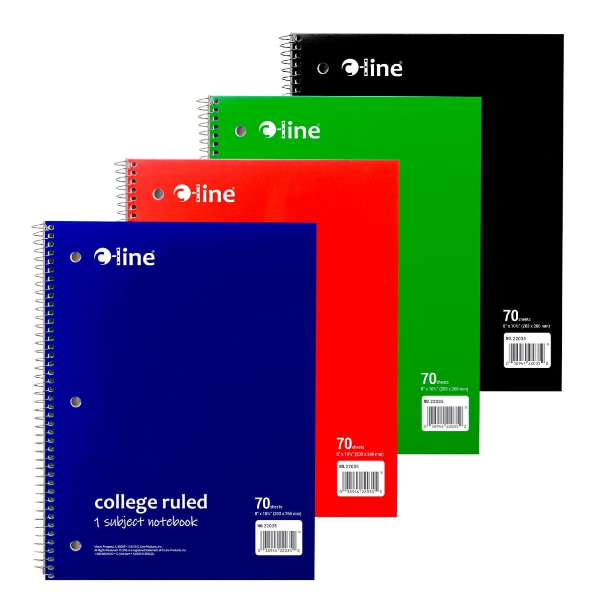 C-Line Products B3054970 1-Subject Notebook - College Ruled - 70 Page - Assorted - 24 Each per Set