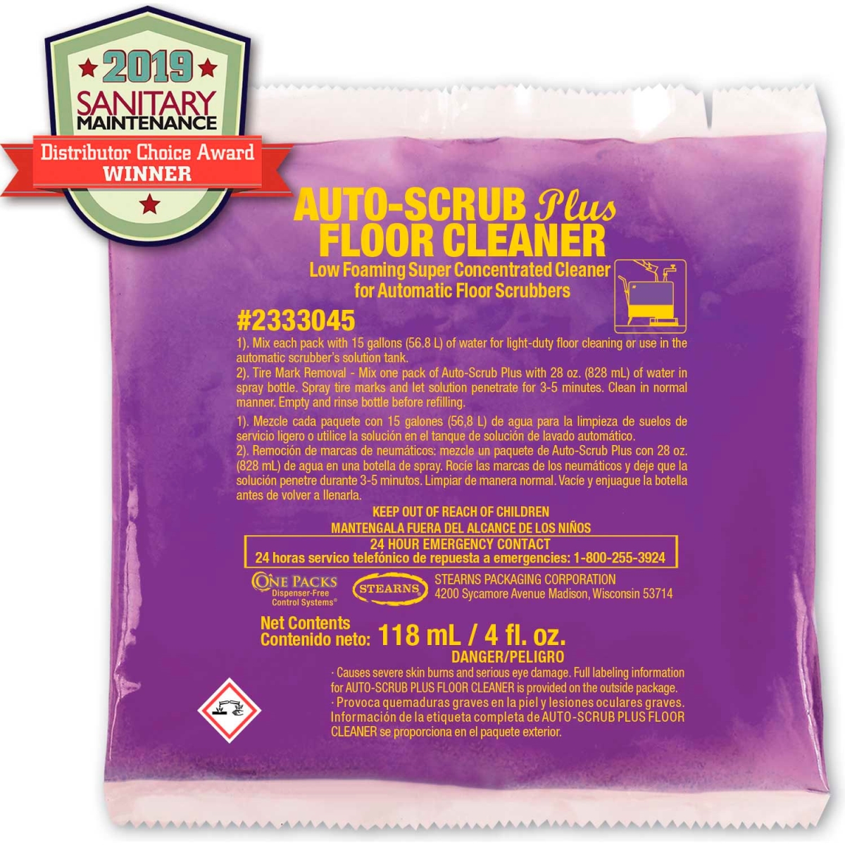 B2310705 2333045 Auto-Scrub Plus Floor Cleaner - Purple - 4 oz - 36 Pack per Case