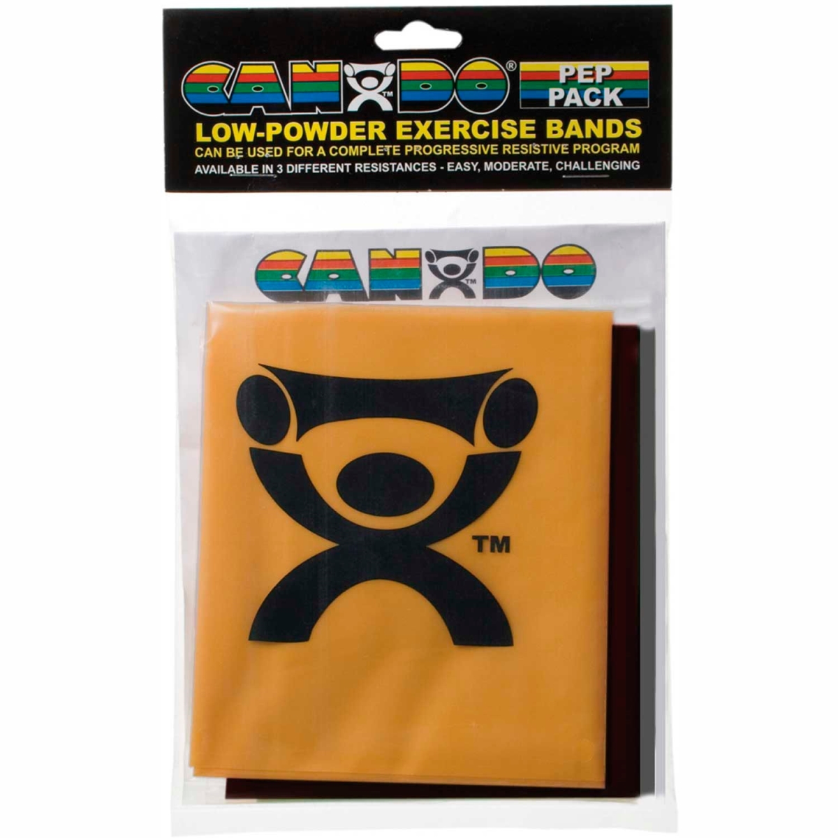 B2188603 CanDo Low Powder Exercise Band PEP Pack - 4 ft. Band - Difficult, Black, Silver & Gold