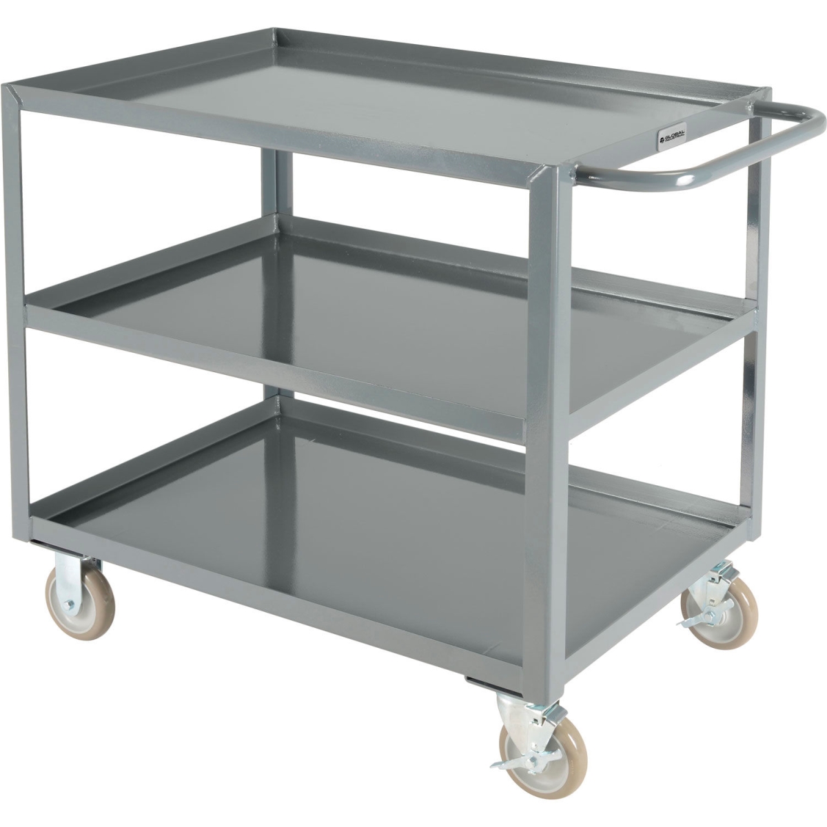 Picture of Global Industrial 800458 Steel Utility Cart with 3 Tray Shelves - Gray - 36 x 24 x 35 in. - 1200 lbs
