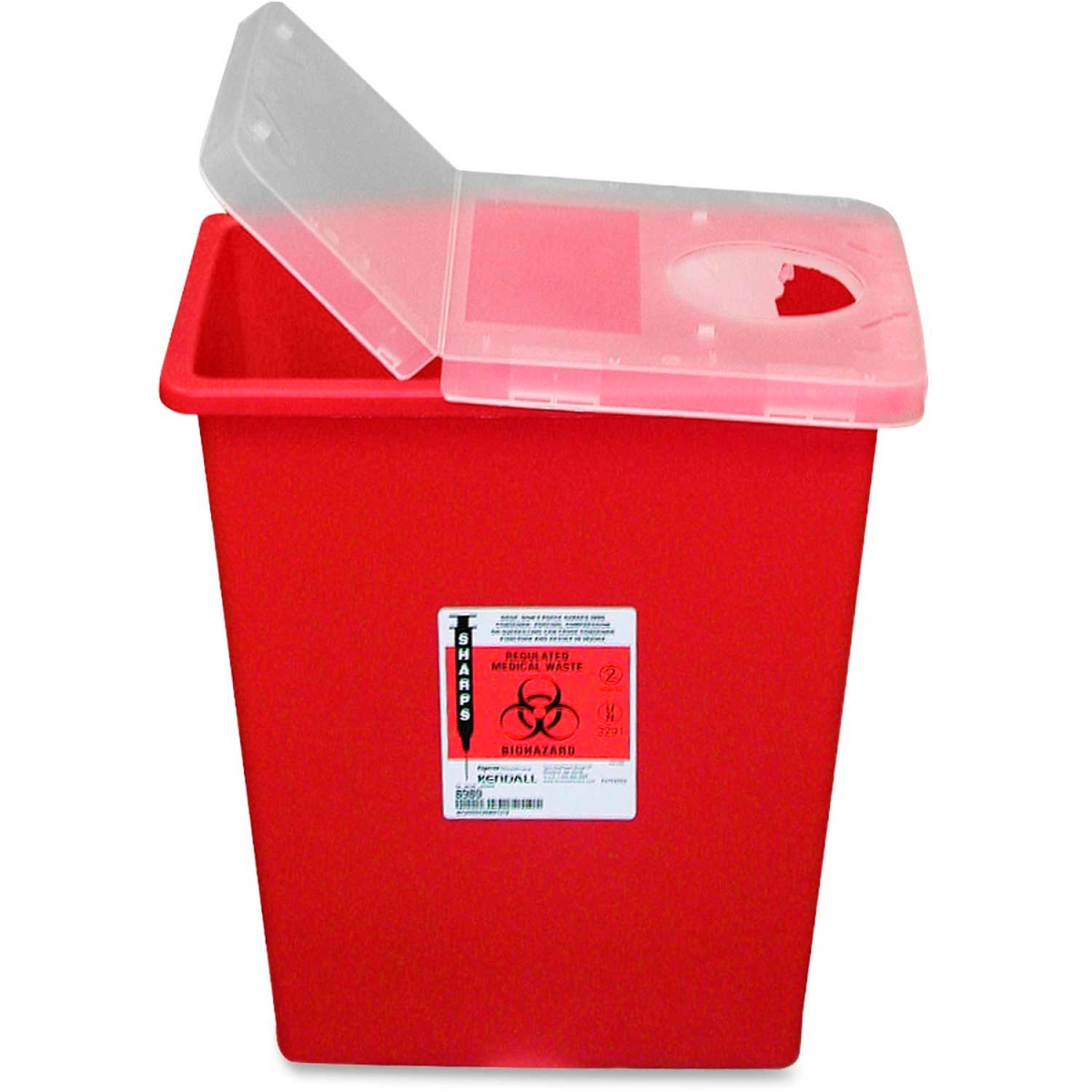 B170810 Biohazard Sharps Container with Hinged Lid - 8 gal Capacity - Red