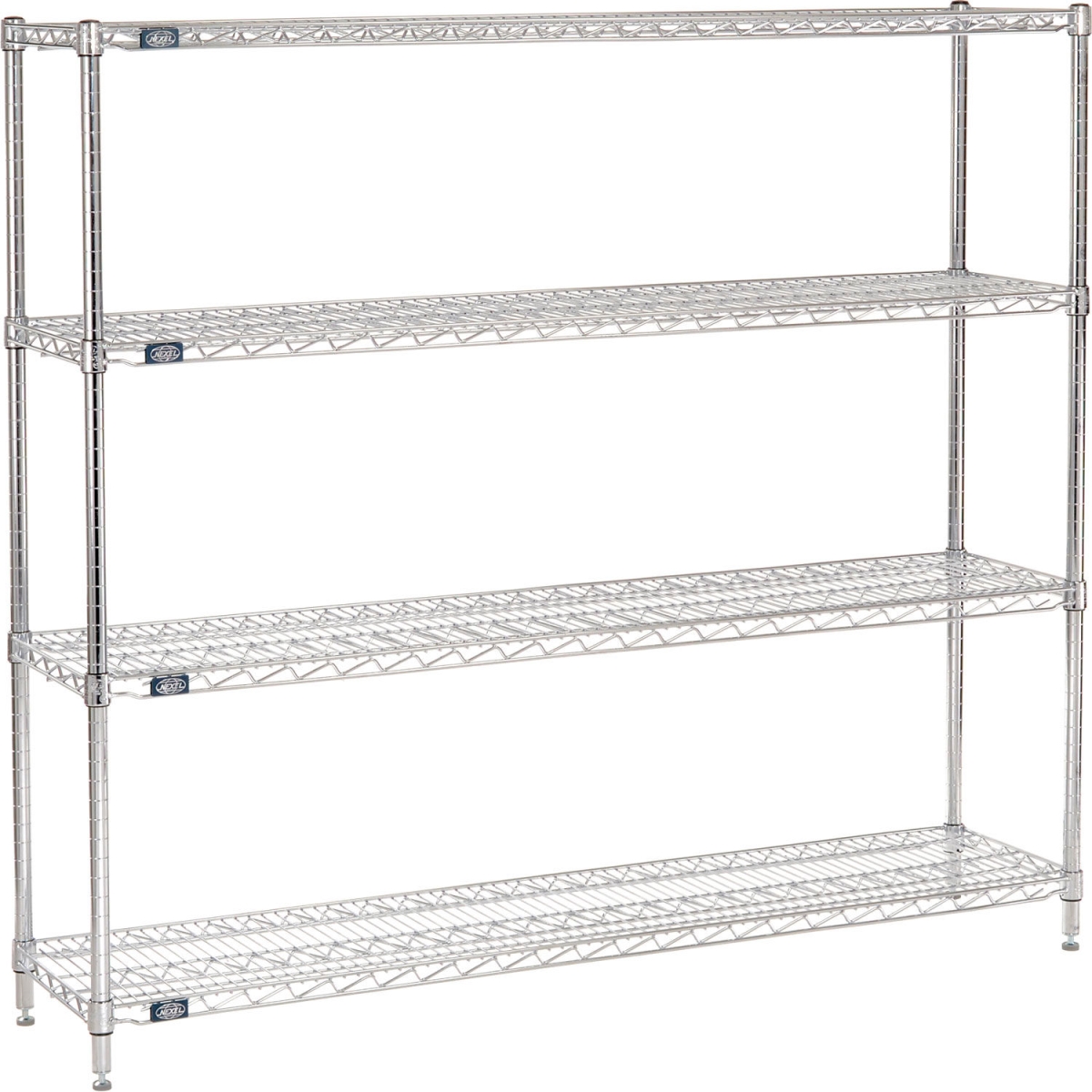 Global Industrial 12726C Nexel 4 Shelf Chrome Wire Shelving Unit Starter, Chrome - 72 x 12 x 63 in.