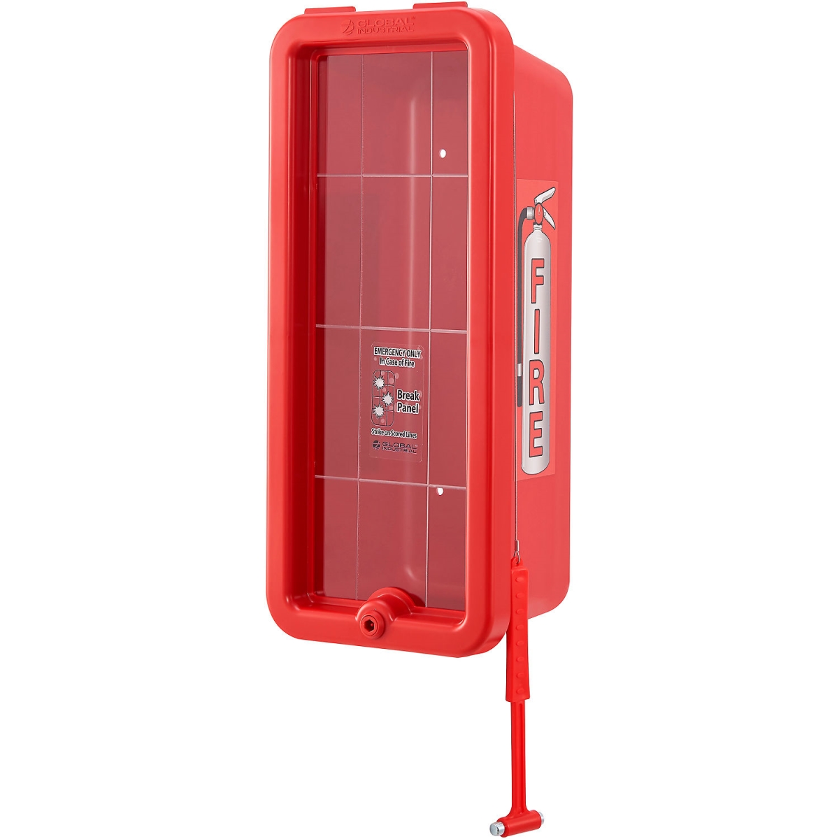 Global Industrial 641648 Plastic Fire Extinguisher Cabinet - Red - 2.5-5 lbs