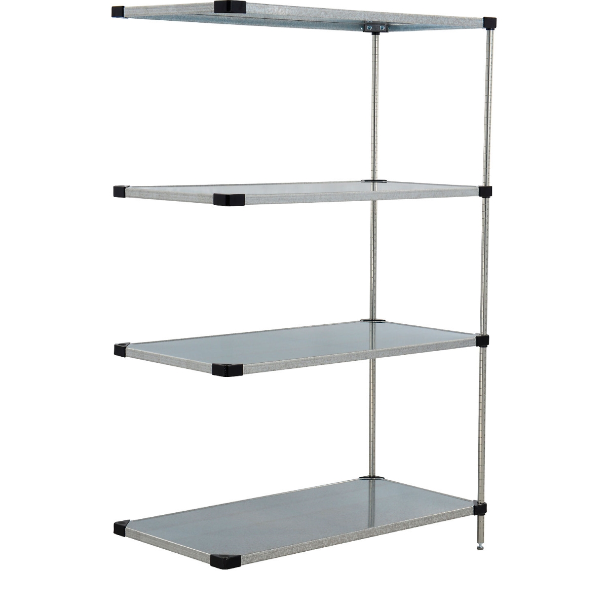Global Industrial A24547SZ Nexel 4 Shelf Galvanized Steel Solid Shelving Unit Add On, Gray - 54 x 24 x 74 in.