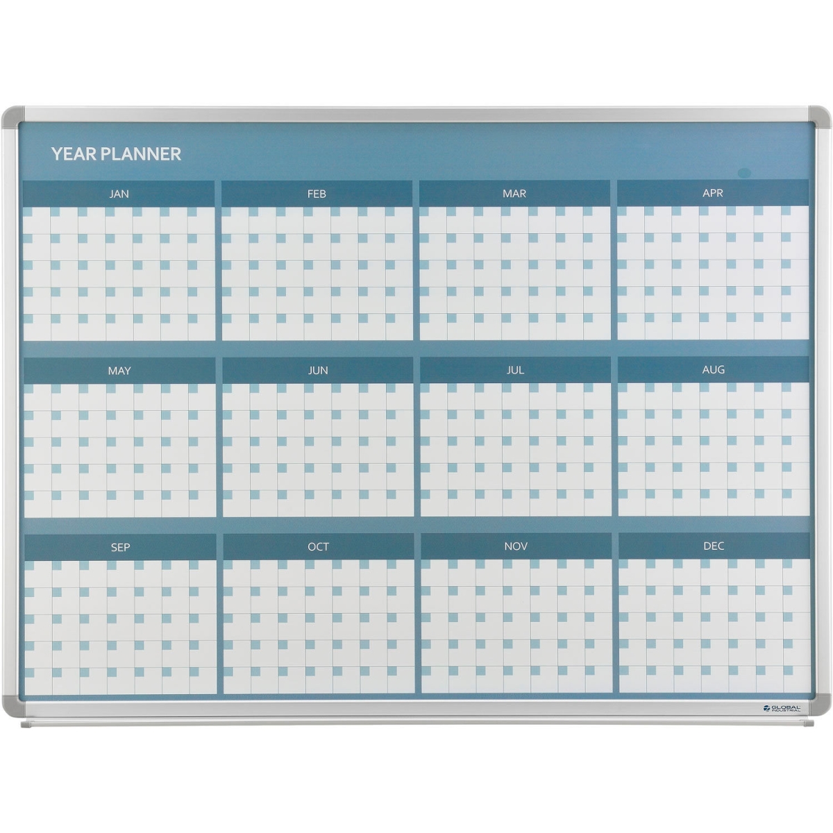 Global Industrial 695868 Magnetic Dry Erase Twelve Month Calendar Board - Steel Surface - White - 48 x 36 in.