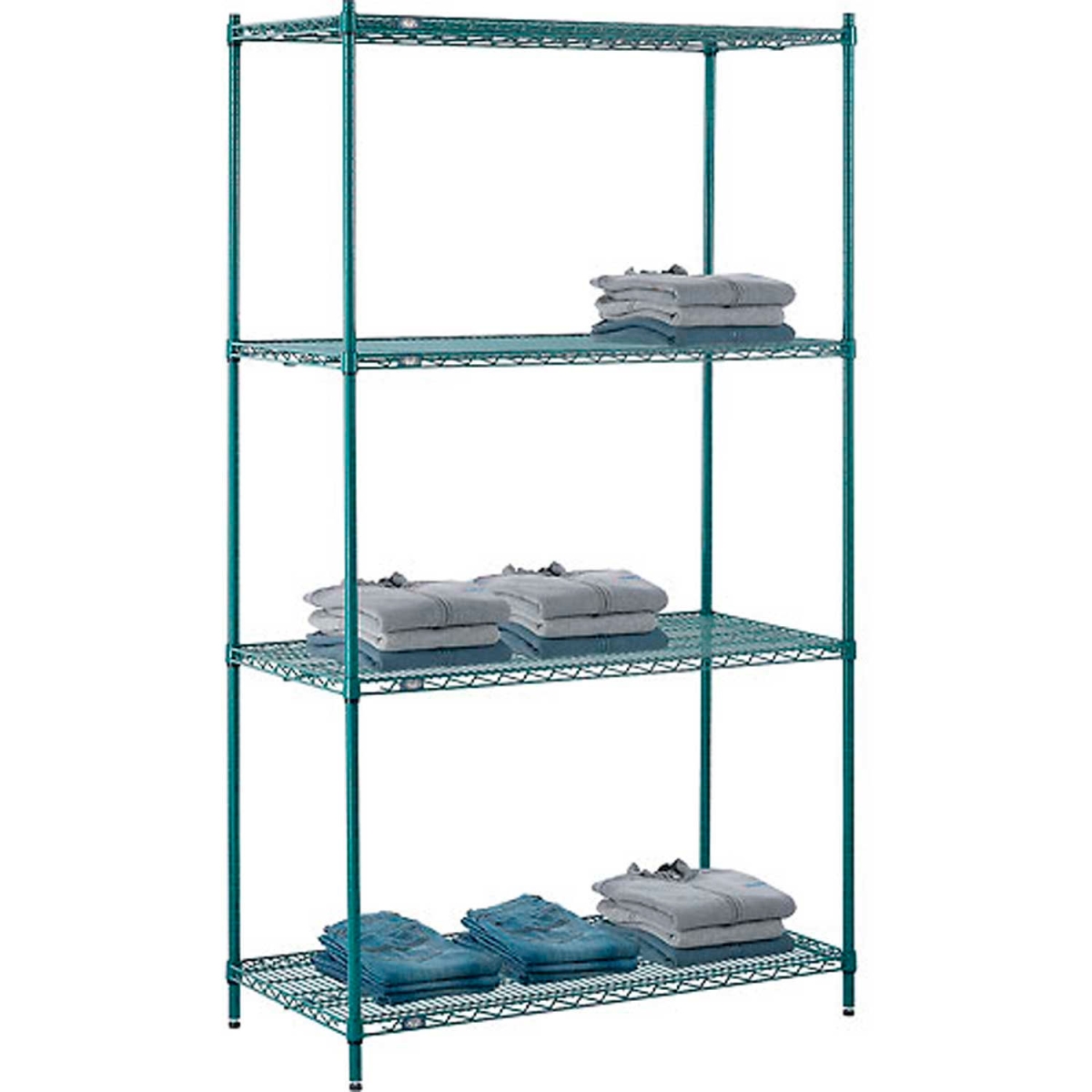 Global Industrial 21488G Nexel 4 Shelf Poly-Green Wire Shelving Unit Starter, Green - 48 x 21 x 86 in.