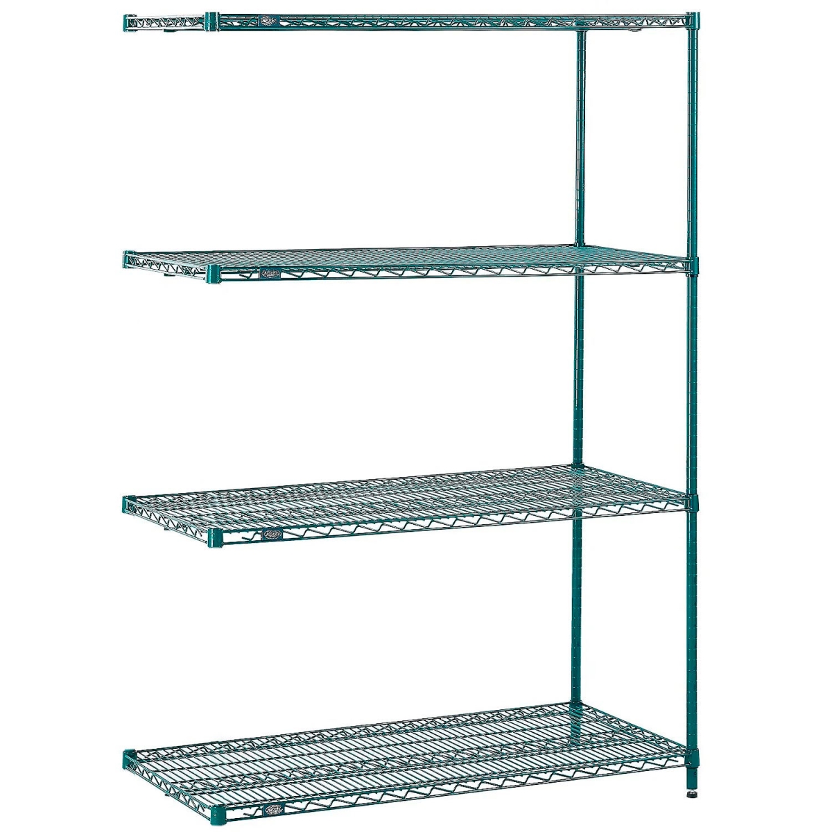Global Industrial A18485G Nexel 4 Shelf Poly-Green Wire Shelving Unit Add On, Green - 48 x 18 x 54 in.