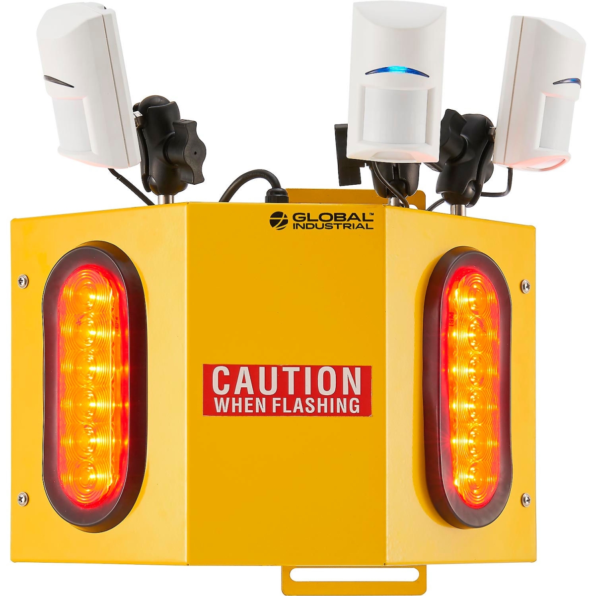 Global Industrial 641665 Forklift Awareness Sensor - 3 Sensors - 4 Lights - Yellow - 25 ft. Power Cord