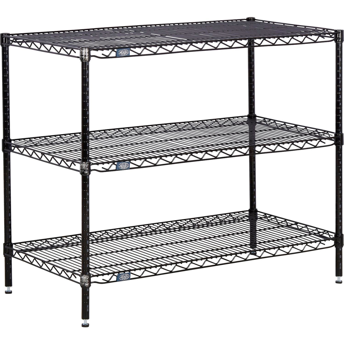 Global Industrial 14363B3 Nexel 3 Shelf Black Epoxy Wire Shelving Unit Starter, Black - 36 x 14 x 34 in.