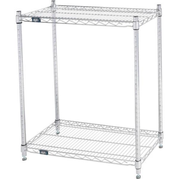 Global Industrial 18303C2 Nexel 2 Shelf Chrome Wire Shelving Unit Starter, Chrome - 30 x 18 x 34 in.