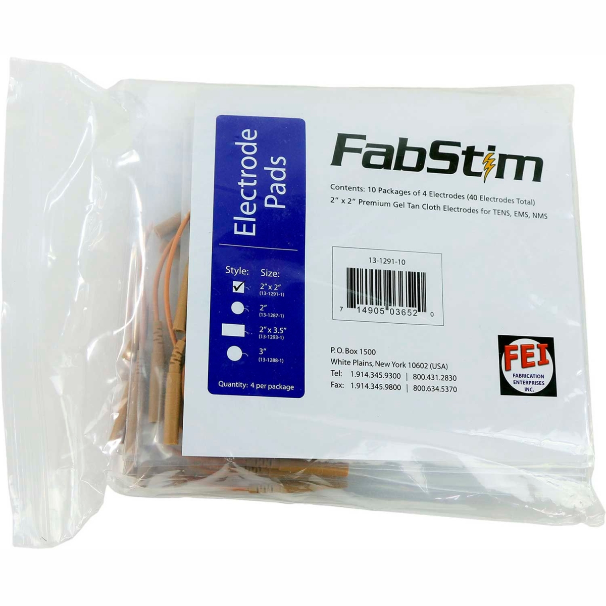 Picture of Fabrication B2203500 FabStim Self-Adhesive Tens Electrodes - Square 2 in. - Tan - 40 per Bag