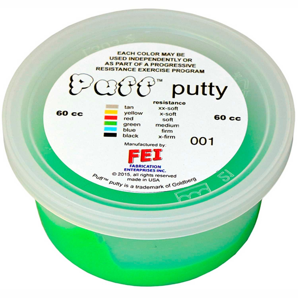 B2176873 Puff LiTE Color-Coded Exercise Putty - Medium - Green - 60cc