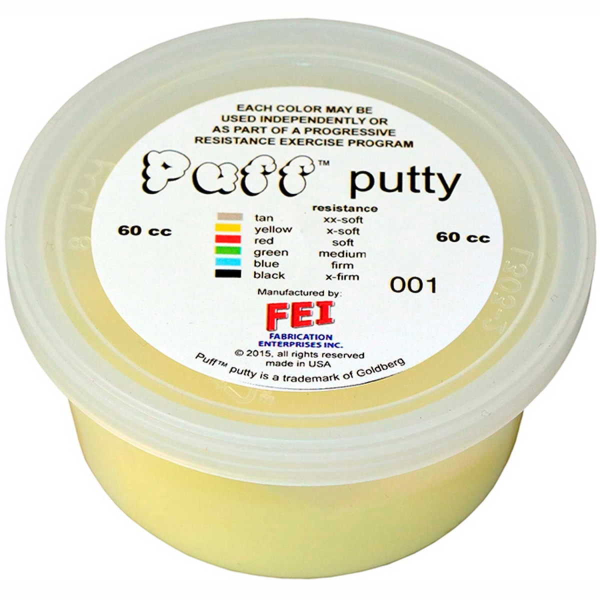 B2176875 Puff LiTE Color-Coded Exercise Putty - X-Soft - Yellow - 60cc