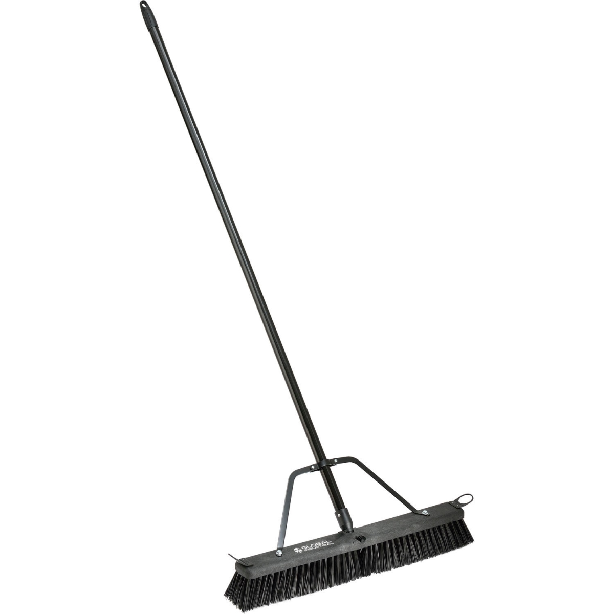 Global Industrial 641533 24 in. Push Broom with Plastic Block & Steel Handle - Rough Sweep