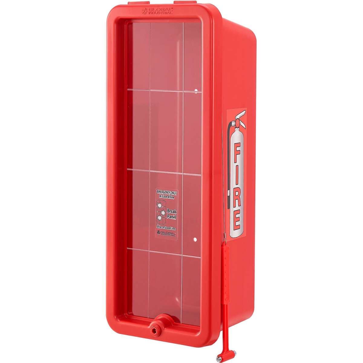 Global Industrial 641649 Plastic Fire Extinguisher Cabinet - Red - 10 lbs
