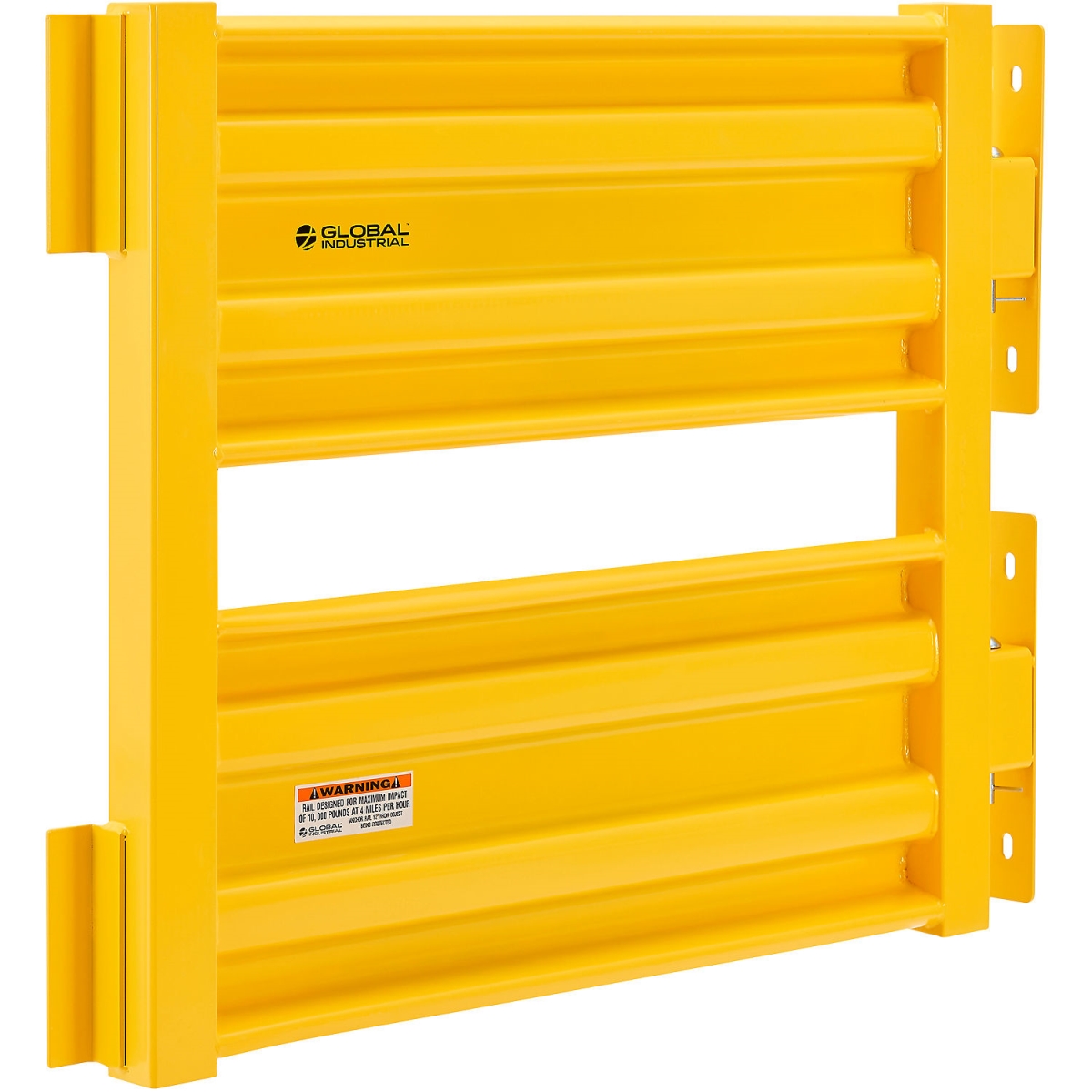 Global Industrial 670831 Self-Closing 3 Rib Guard Rail Safety Gate - Yellow - Post Mount