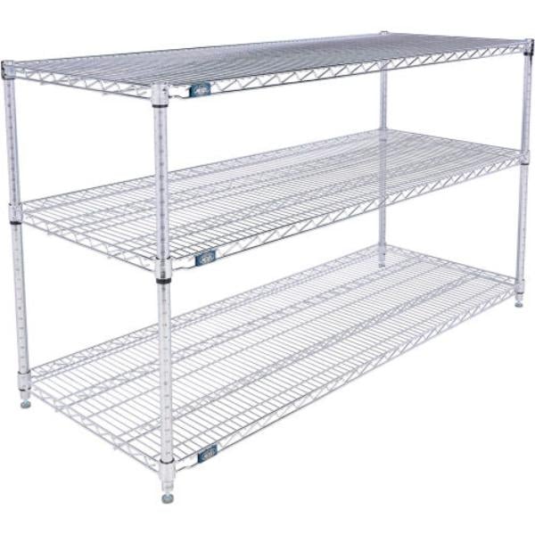 Global Industrial 21603C3 Nexel 3 Shelf Chrome Wire Shelving Unit Starter, Chrome - 60 x 21 x 34 in.