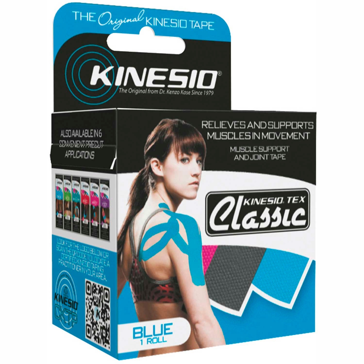 B2196754 Kinesio Tex Classic Kinesiology Tape - 2 in. x 4.4 Yard - Blue - 6 Rolls