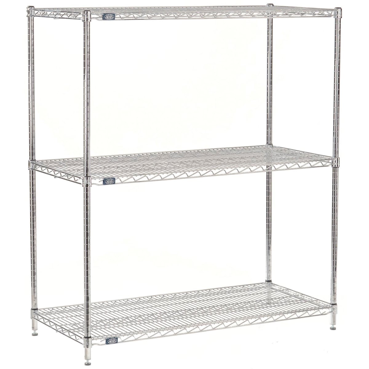 Global Industrial 24485C3 Nexel 3 Shelf Chrome Wire Shelving Unit Starter, Chrome - 48 x 24 x 54 in.