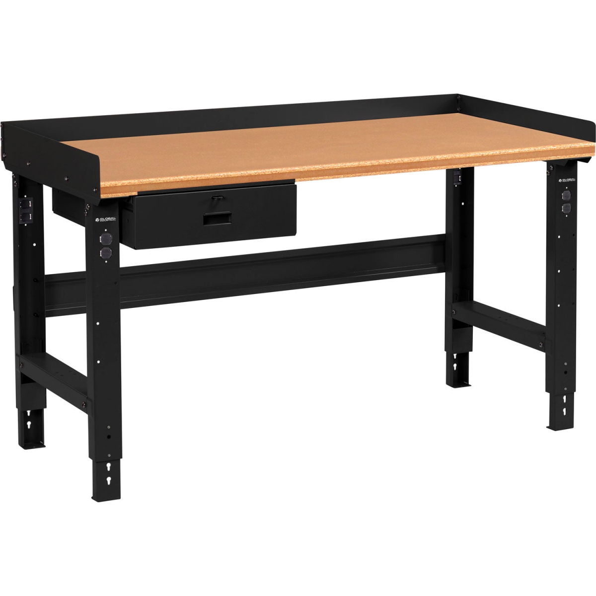 Global Industrial 183986ABK 72 x 36 in. Adjustable Height Workbench with Drawer, Shop Safety Edge Top - Black