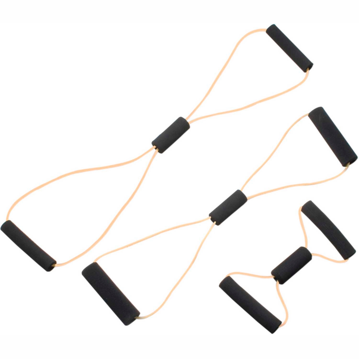 B2188457 14, 22 & 30 in. CanDo Bowtie Tubing Exerciser - Full Body Set - Tan - Set of 3