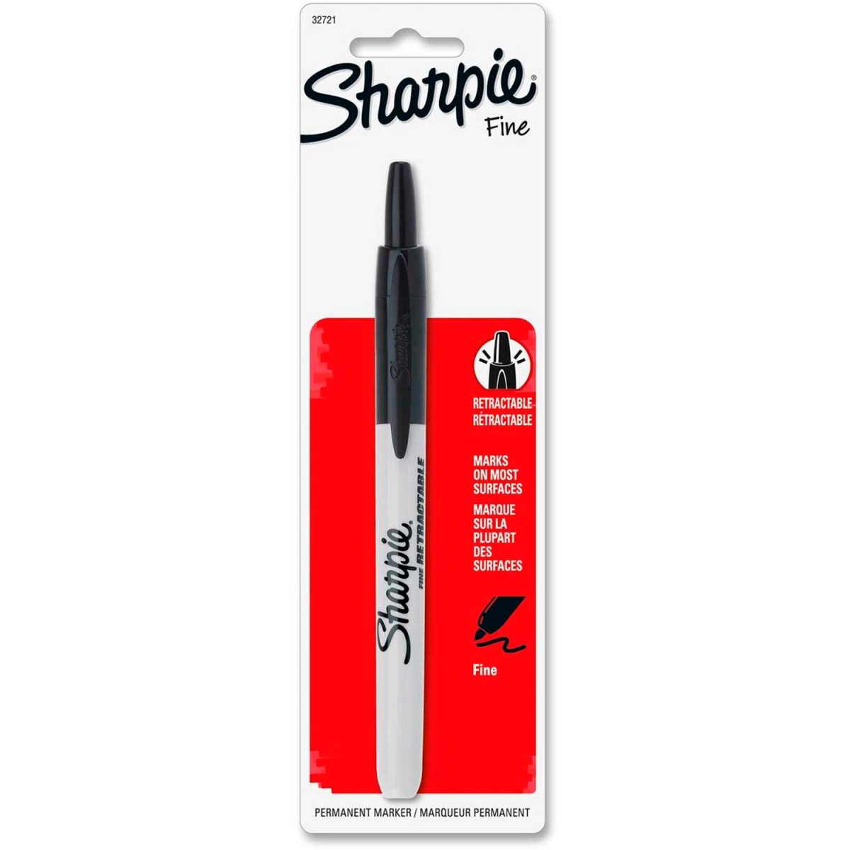 Sanford B602156 Sharpie Retractable Fine Point Permanent Marker - Black - Pack of 318