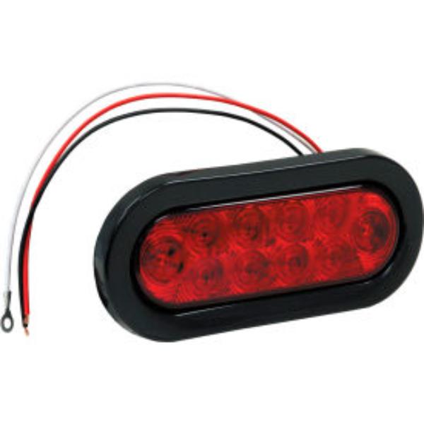 B545837 6.5 in. Oval 10 LED Red Stop-Turn Tail Light with Grommet & Plug - Pack of 3