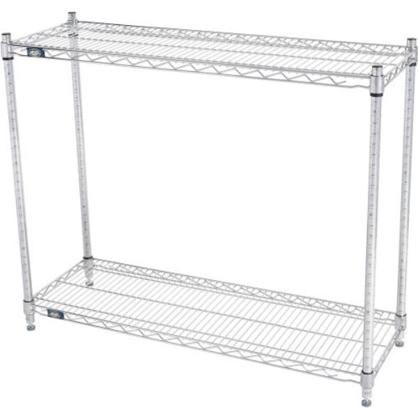 Global Industrial 14423C2 Nexel 2 Shelf Chrome Wire Shelving Unit Starter, Chrome - 42 x 14 x 34 in.