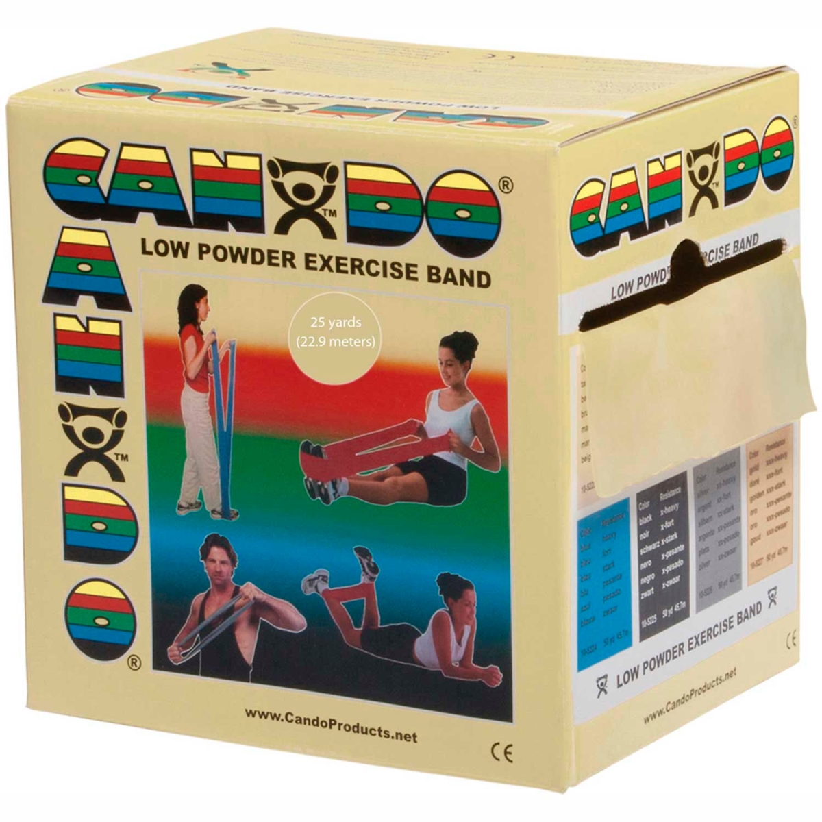 B2188646 CanDo Low Powder Exercise Band - Tan - 25 Yard Roll - 1 Roll Per Box