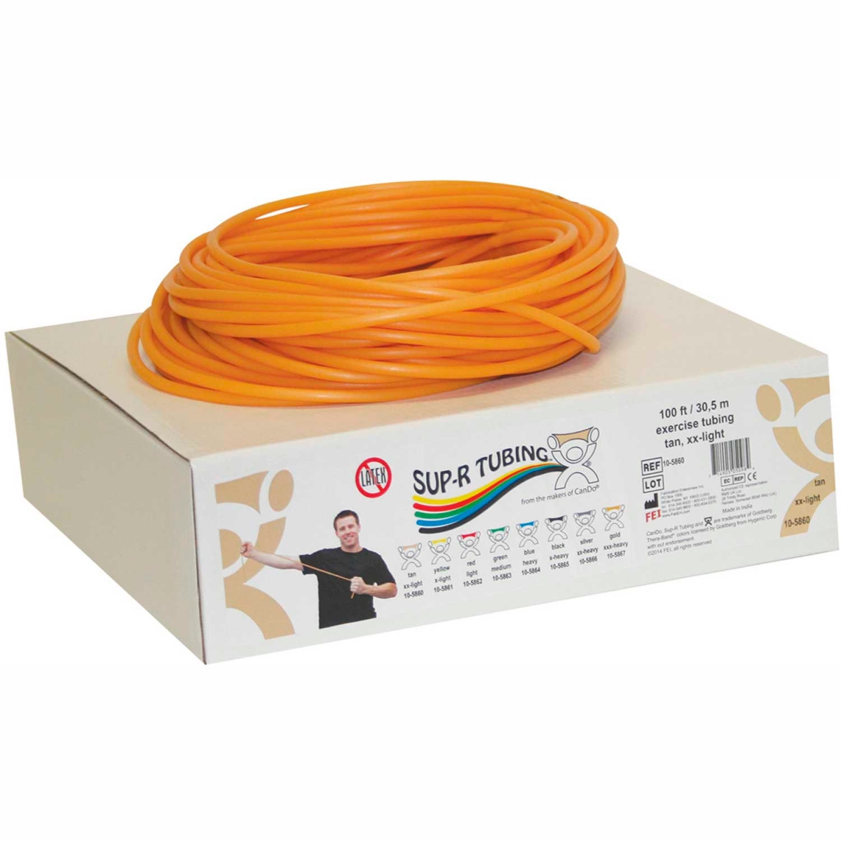 B2188332 Sup-R Latex Free Exercise Tubing - Tan - 100 ft. Roll Per Box