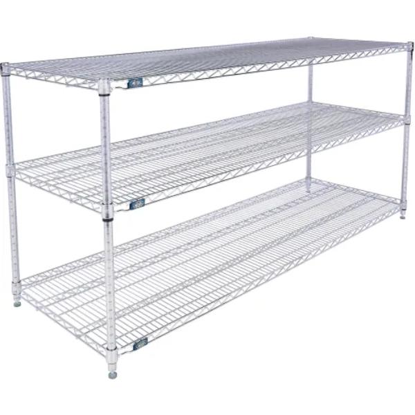 Global Industrial 24723C3 Nexel 3 Shelf Chrome Wire Shelving Unit Starter, Chrome - 72 x 24 x 34 in.