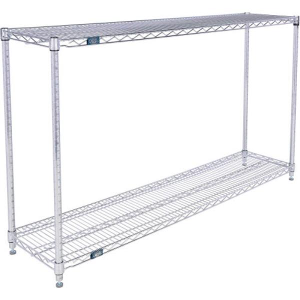 Global Industrial 14603C2 Nexel 2 Shelf Chrome Wire Shelving Unit Starter, Chrome - 60 x 14 x 34 in.